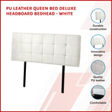 PU Leather Queen Bed Deluxe Headboard Bedhead - White - Front View