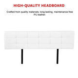 PU Leather King Bed Deluxe Headboard Bedhead - White - Rear View