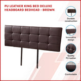 PU Leather King Bed Deluxe Headboard Bedhead - Brown - Front View