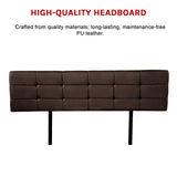 PU Leather King Bed Deluxe Headboard Bedhead - Brown - Rear View