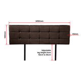 PU Leather King Bed Deluxe Headboard Bedhead - Brown - Close-Up Angle