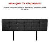 PU Leather King Bed Deluxe Headboard Bedhead - Black - Rear View