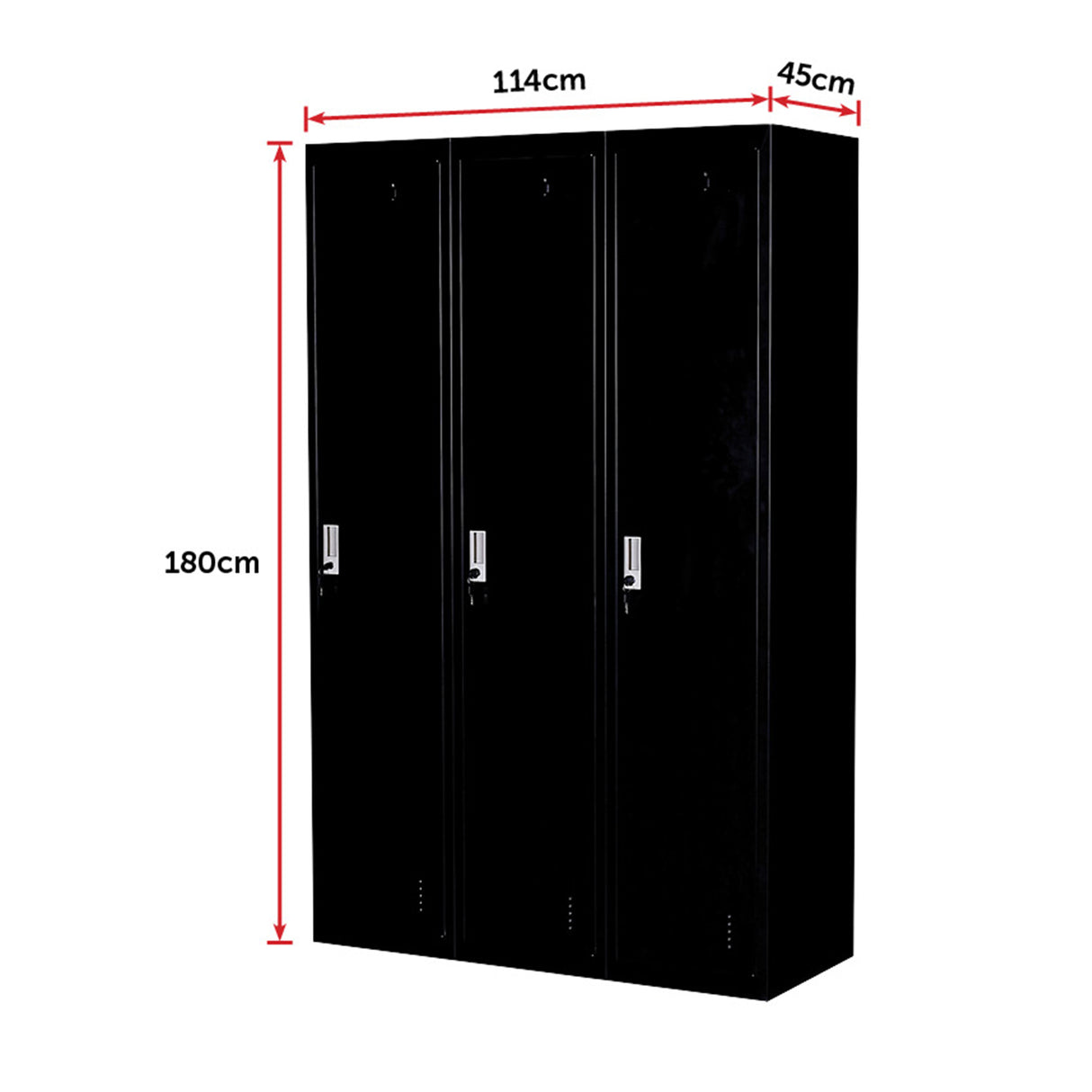 Three-Door Side by Side Office Gym Shed Storage Locker