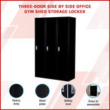 Three-Door Side by Side Office Gym Shed Storage Locker - Front View