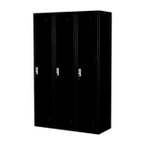Three-Door Side by Side Office Gym Shed Storage Locker - 45-Degree Angle