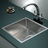 490x440mm Handmade Stainless Steel Undermount / Topmount Kitchen Laundry Sink with Waste - Front View