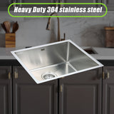 490x440mm Handmade Stainless Steel Undermount / Topmount Kitchen Laundry Sink with Waste - Rear View