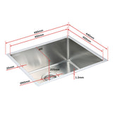 490x440mm Handmade Stainless Steel Undermount / Topmount Kitchen Laundry Sink with Waste - Extra Image