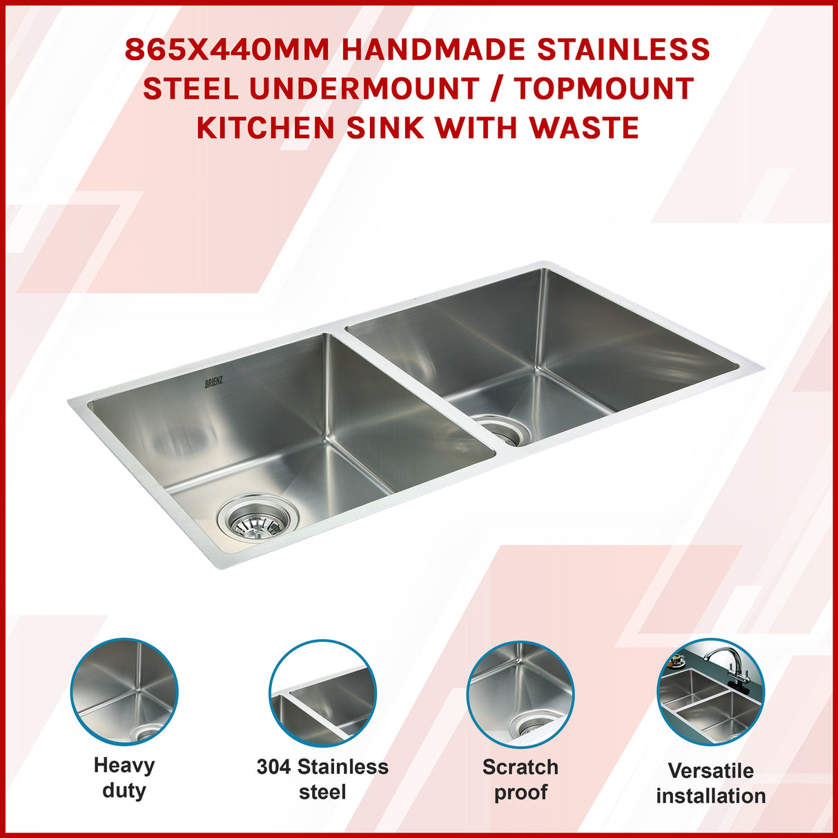 Stainless Steel Sink - 865 x 440mm