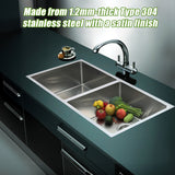 Stainless Steel Sink - 865 x 440mm - Low Angle