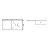 960x450mm Handmade Stainless Steel Undermount / Topmount Kitchen Sink with Waste - 45-Degree Angle