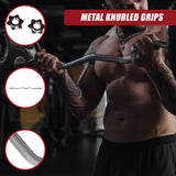 Heavy Duty EZ Curl Barbell &ndash; Weightlifting Bar with Spinlock Collars for Gym Training - Front View