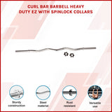 Heavy Duty EZ Curl Barbell &ndash; Weightlifting Bar with Spinlock Collars for Gym Training - Top-Down View