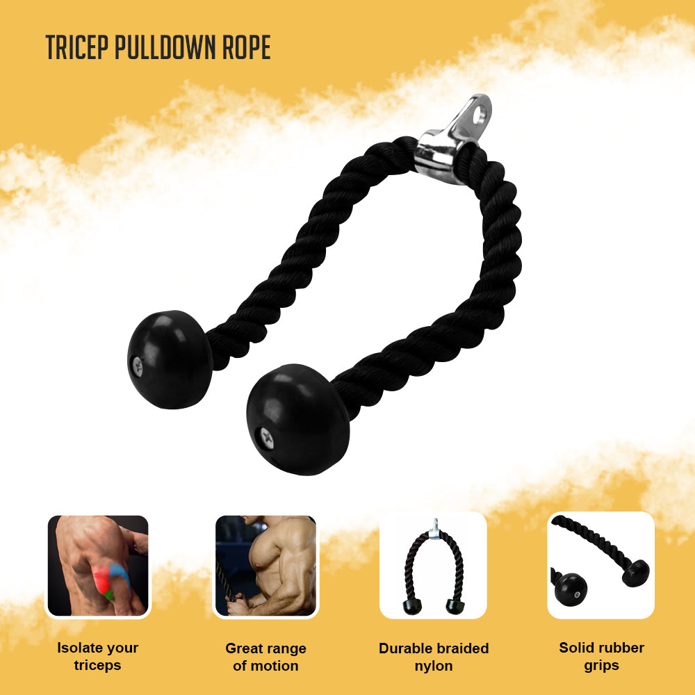 Tricep Pulldown Rope &ndash; Heavy Duty Cable Machine Attachment for Gym & Home Workout