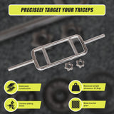 Chrome Tricep Bar Barbell Heavy Duty with Spinlock Collars