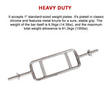Chrome Tricep Bar Barbell Heavy Duty with Spinlock Collars - Extra Image