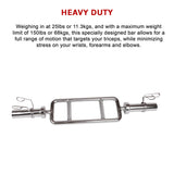 Chrome Olympic Tricep Bar Barbell Heavy Duty with Spring Collars