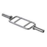 Chrome Olympic Tricep Bar Barbell Heavy Duty with Spring Collars - Low Angle