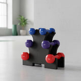 6-Piece Dumbbell Set with Storage Rack for Home Gym Training - Front View