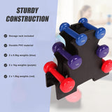 6-Piece Dumbbell Set with Storage Rack for Home Gym Training - Top-Down View