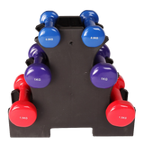 6-Piece Dumbbell Set with Storage Rack for Home Gym Training - 45-Degree Angle