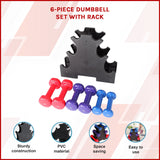 6-Piece Dumbbell Set with Storage Rack for Home Gym Training - Rear View