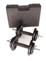 20kg Black Dumbbell Set with Carrying Case - Side View