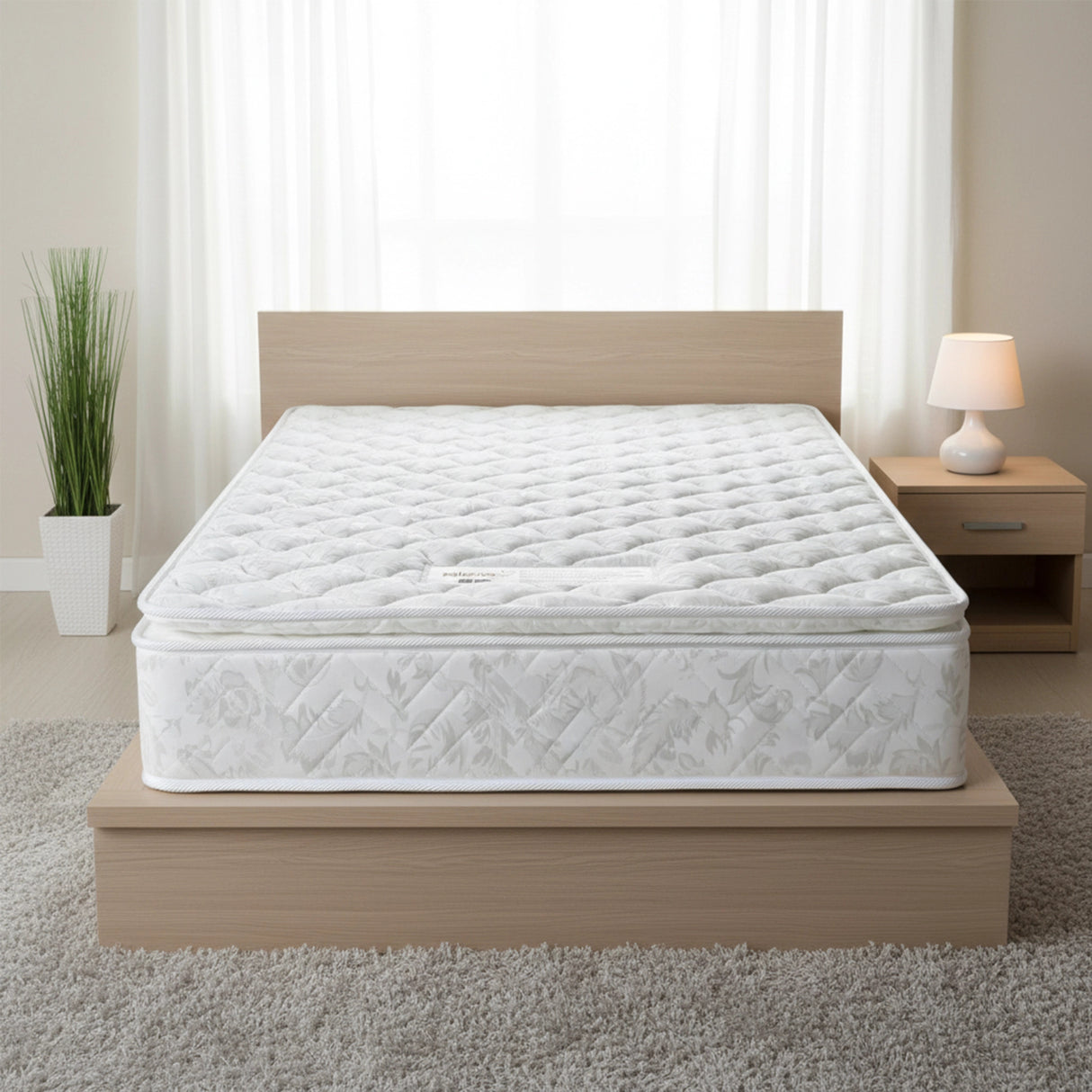 PALERMO Single Luxury Latex Pillow Top Topper Spring Mattress