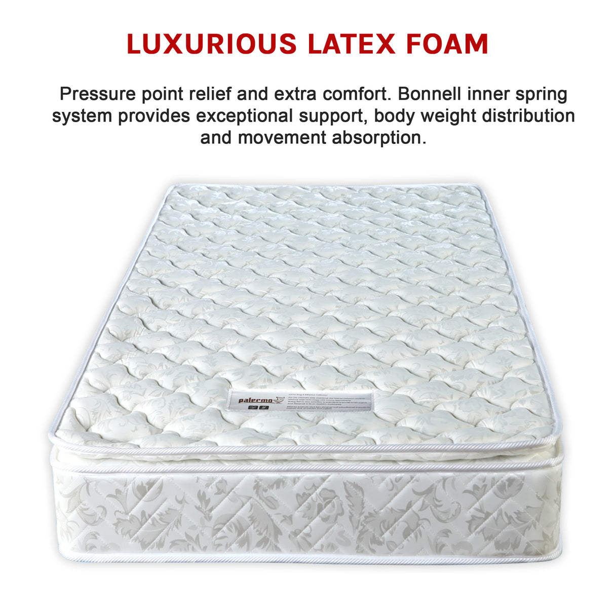 PALERMO Single Luxury Latex Pillow Top Topper Spring Mattress