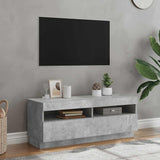 TV Cabinet with LED Lights Concrete Grey 100x35x40 cm - Front View