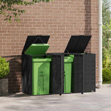 Wheelie Bin Storage for 3 Bins Black 207x79x117 cm Steel - Side View