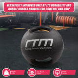 10kg Double-Handled Rubber Medicine Core Ball - Close-Up Angle
