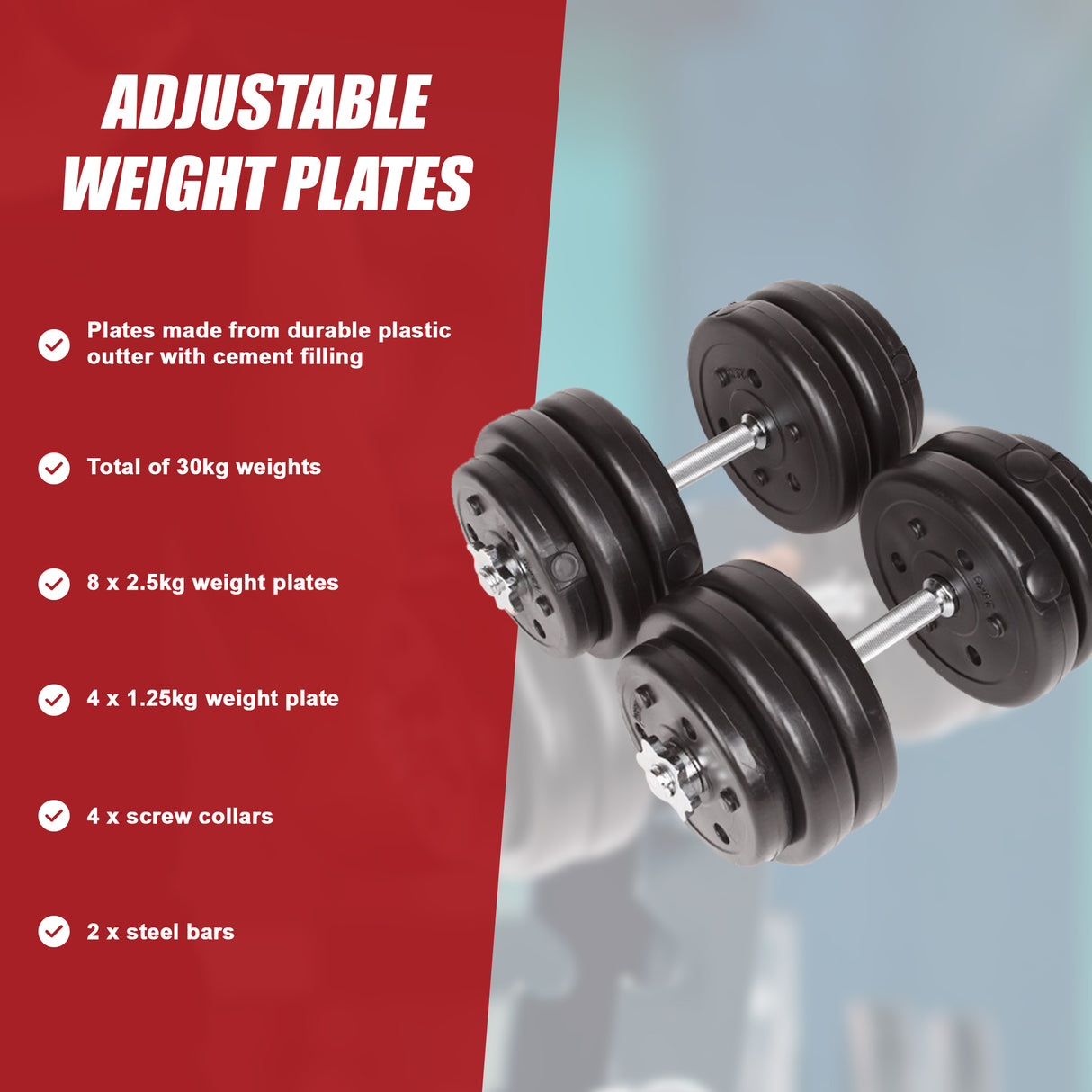 30KG Adjustable Dumbbell Set &ndash; Home Gym Weights for Strength & Fitness Training