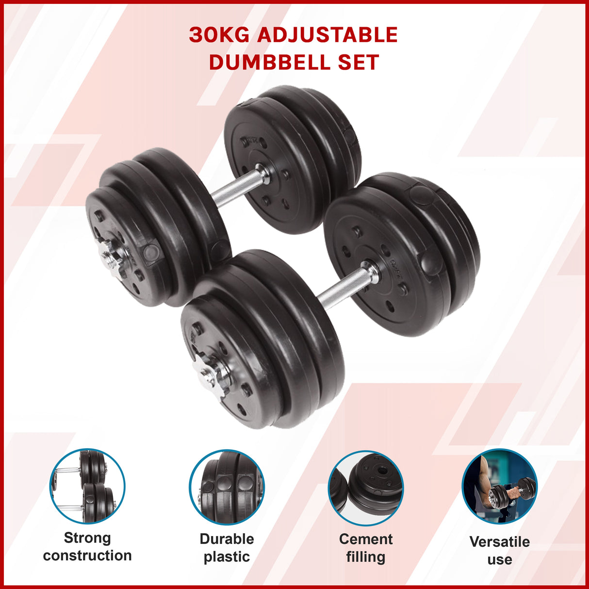 30KG Adjustable Dumbbell Set &ndash; Home Gym Weights for Strength & Fitness Training