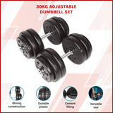 30KG Adjustable Dumbbell Set &ndash; Home Gym Weights for Strength & Fitness Training - Rear View