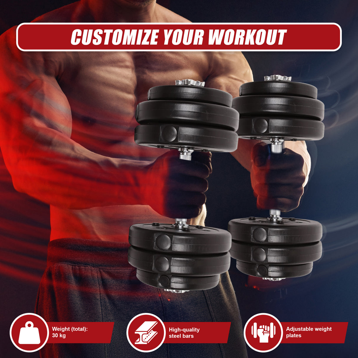 30KG Adjustable Dumbbell Set &ndash; Home Gym Weights for Strength & Fitness Training