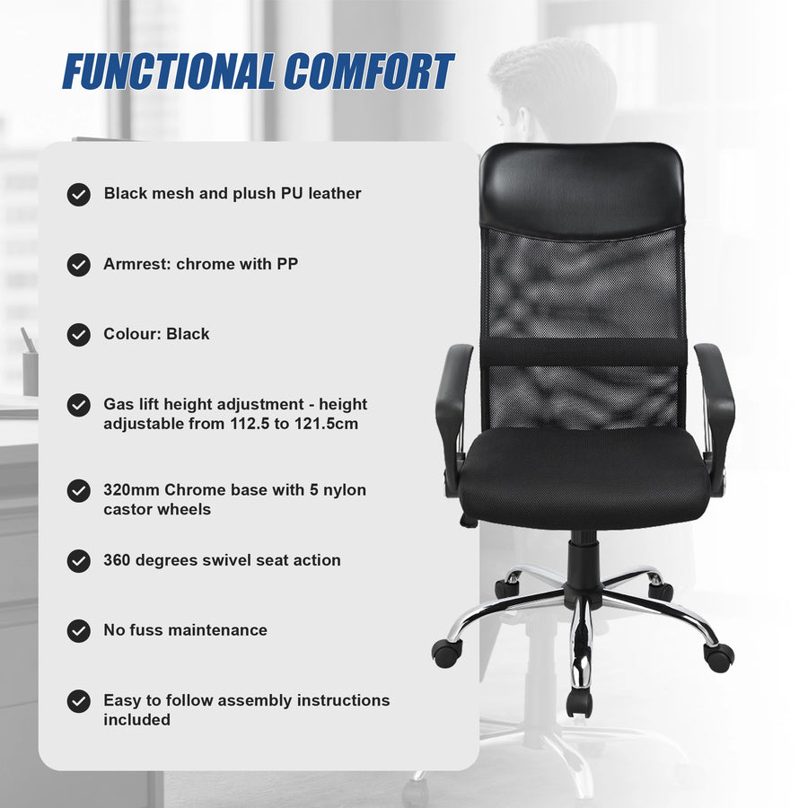 Ergonomic Mesh PU Leather Office Chair