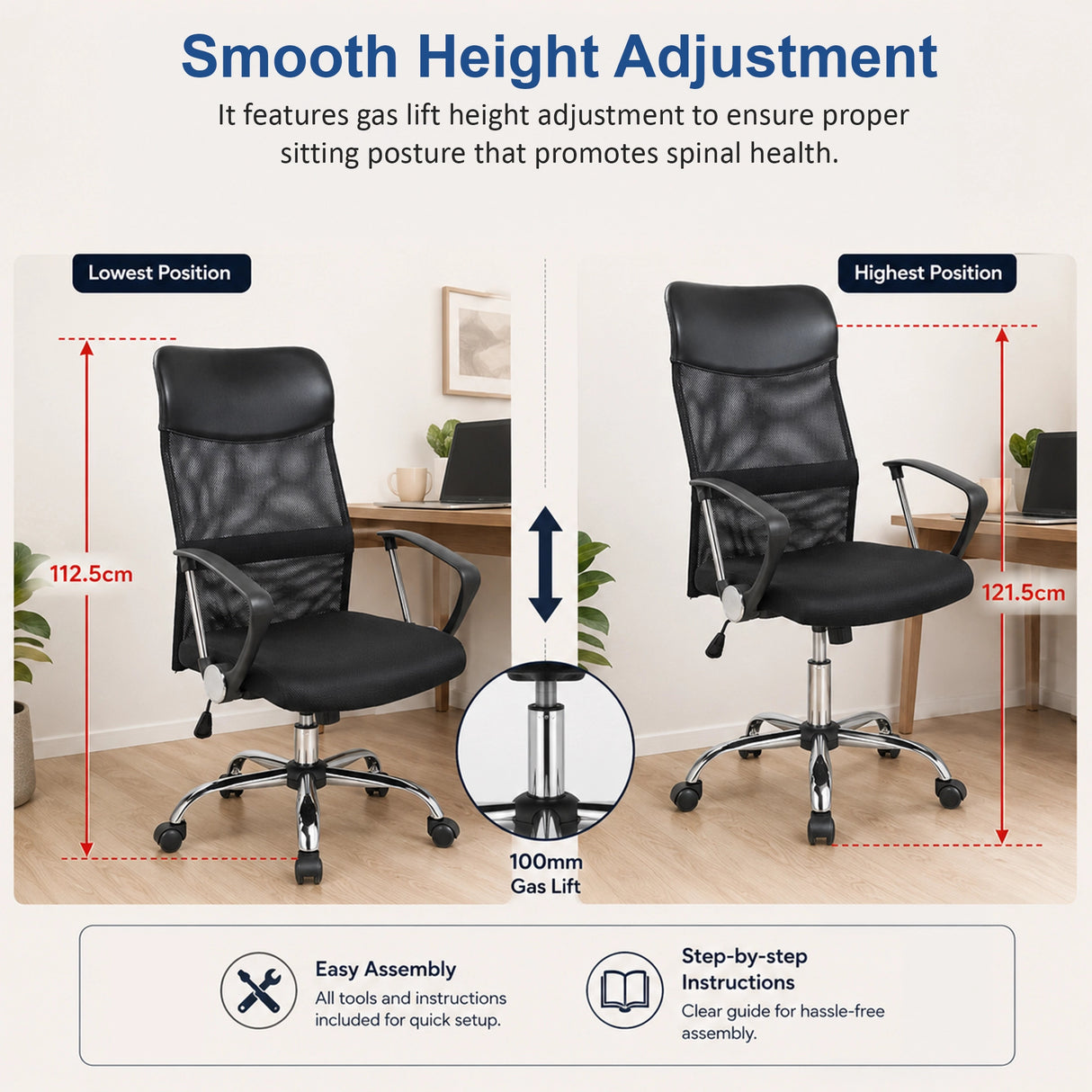 Ergonomic Mesh PU Leather Office Chair