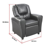 Leather Kids Recliner - Close-Up Angle
