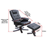 PU Leather Massage Chair Recliner Ottoman Lounge Remote - Extra Image