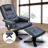 PU Leather Massage Chair Recliner Ottoman Lounge Remote - Close-Up Angle