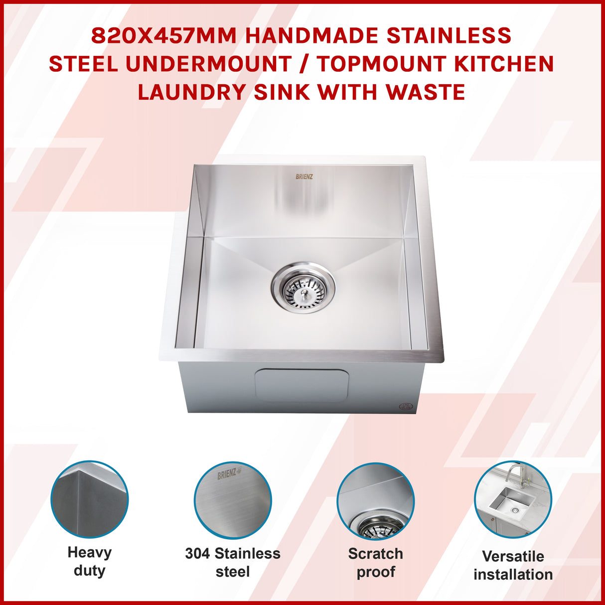 Stainless Steel Sink - 820x457mm