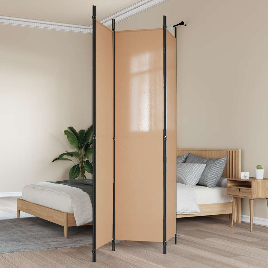 3-Panel Room Divider Beige 150 x 220 cm Fabric