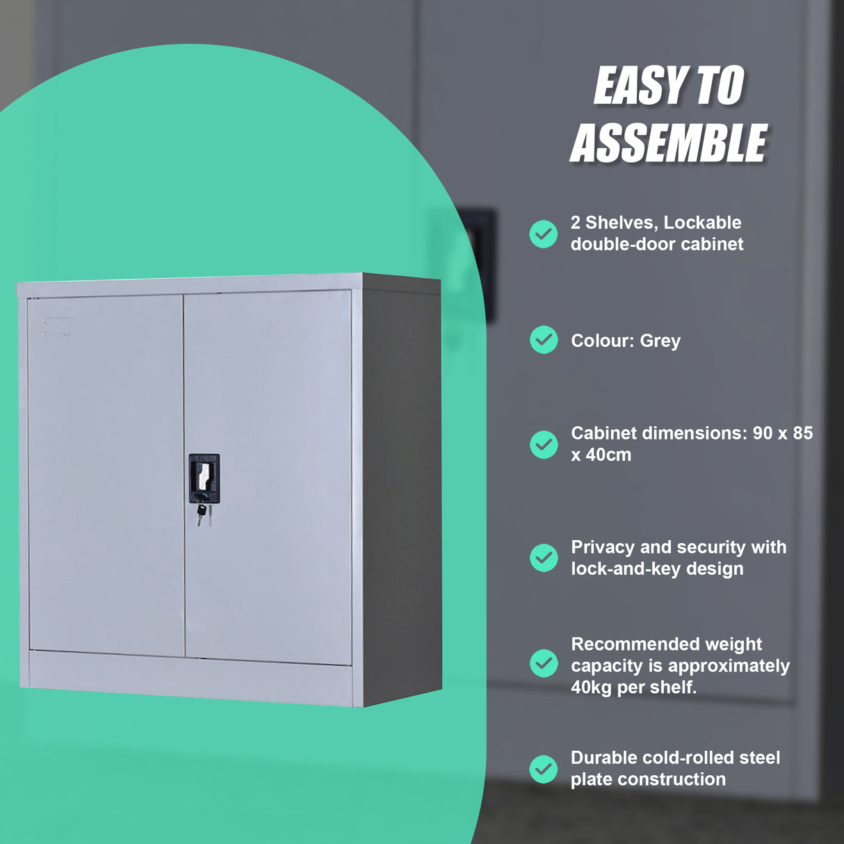 Two-Door Shelf Office Gym Filing Storage Locker Cabinet Safe