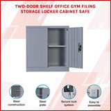 Two-Door Shelf Office Gym Filing Storage Locker Cabinet Safe - Front View