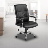 PU Leather Office Chair &ndash; Ergonomic Executive Swivel Desk Chair with Padded Seat in Black