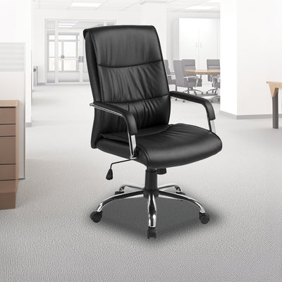 PU Leather Office Chair &ndash; Ergonomic Executive Swivel Desk Chair with Padded Seat in Black