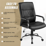PU Leather Office Chair &ndash; Ergonomic Executive Swivel Desk Chair with Padded Seat in Black