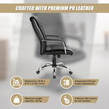 PU Leather Office Chair &ndash; Ergonomic Executive Swivel Desk Chair with Padded Seat in Black - Side View