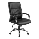 PU Leather Office Chair &ndash; Ergonomic Executive Swivel Desk Chair with Padded Seat in Black - Top-Down View